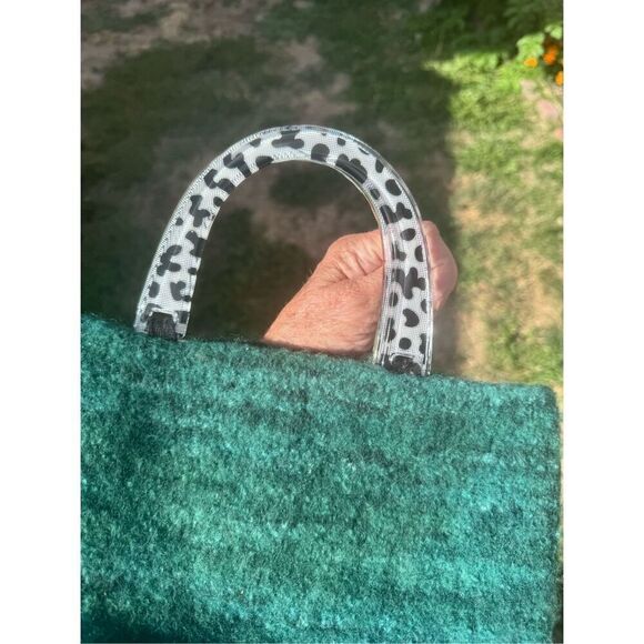 Green wool purse lucite handle Jack Mary - Picture 14 of 14